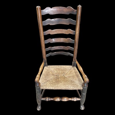 Lot 244 - A rush-seated 19th-century English elm...