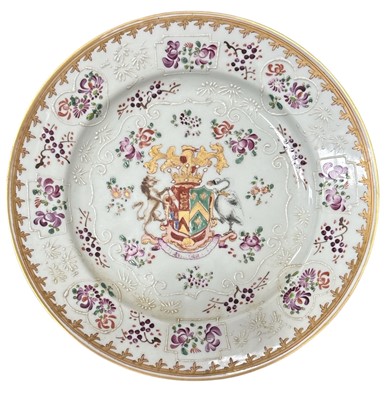 Lot 37 - A 19th century hand-painted porcelain armorial...
