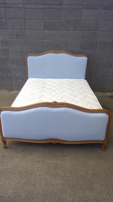 Lot 3 - A Carved Walnut, French Upholstered Bed and...