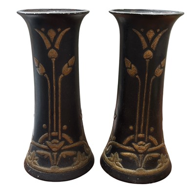 Lot 11 - A pair of art nouveau vases by Bretby pottery,...