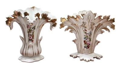 Lot 217 - Two French porcelain spill vases, with...