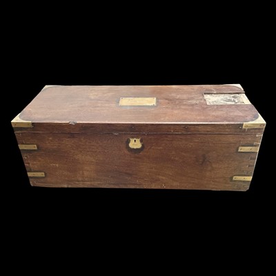 Lot 30 - An antique mahogany and brass campaign chest,...