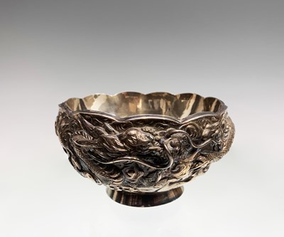 Lot 183 - A Chinese silver footed bowl, character marks...
