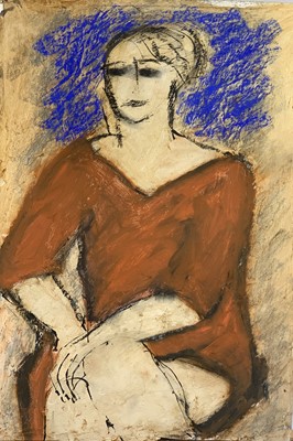 Lot 44 - John EMANUEL (1930) Red Tunic Watercolour...