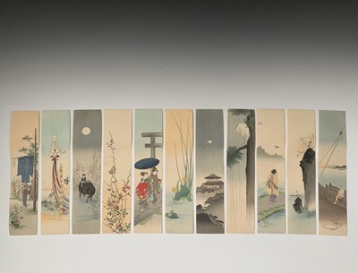 Lot 101 - Eleven Japanese unframed watercolours, early...