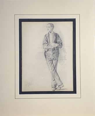 Lot 1084 - John ? Seated figure Pencil drawing 22 x 16.5cm