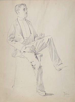 Lot 1085 - John ? Standing figure Pencil drawing 22 x 16cm