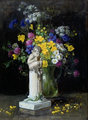 Lot 1082 - Mabel G. MARSTON (1862-1903) Flower Group Oil...