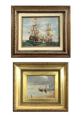Lot 1087 - W BOROUGH Coastal Scene Oil on panel Signed 17...