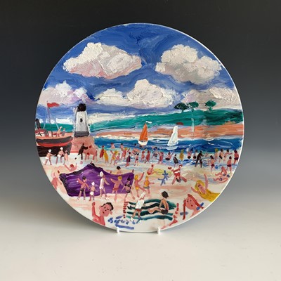 Lot 559 - Simeon STAFFORD (b.1956) St Ives Painted plate...