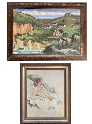 Lot 121 - Style of Mary JEWELS Cornish Coastal Village...