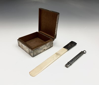 Lot 28 - A Mordan silver pencil, a silver cigarette box...