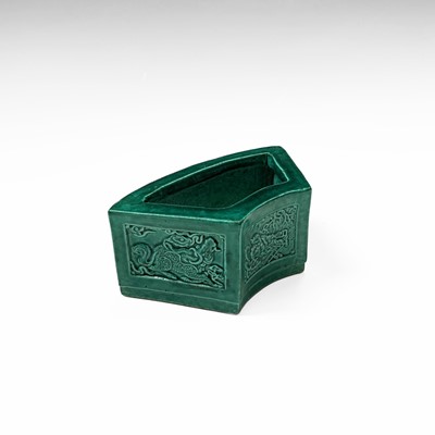 Lot 108 - A Chinese green-glazed brush pot, Qing Dynasty,...