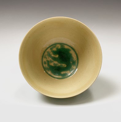 Lot 120 - A Chinese yellow and green-glazed porcelain...