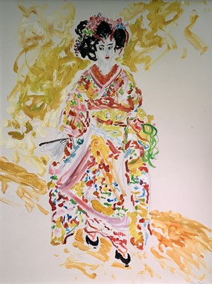 Lot 862 - Professor Sir Roy CALNE (1930) Geisha Girl Oil...
