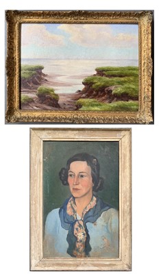 Lot 1121 - Coastal Landscape Oil on board Indistinctly...