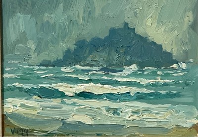 Lot 177 - Bob VIGG (1932-2001) The Mount in Rain Oil on...