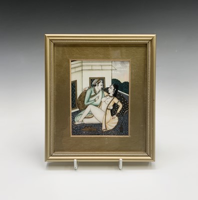 Lot 403 - An Indian minature erotic painting, depicting...