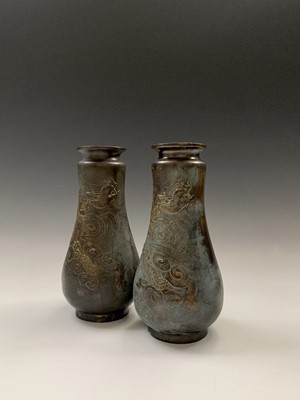 Lot 147 - A Pair of Chinese bronze vases early 20th...