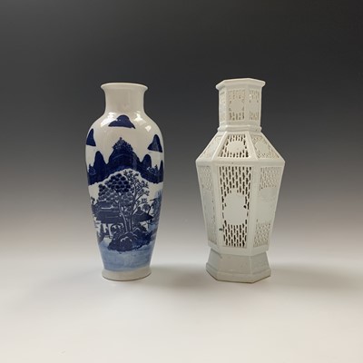 Lot 155 - A Chinese blanc de chine hexagonal tapering...