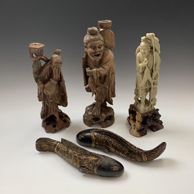 Lot 156 - A large Chinese soapstone figure of a...