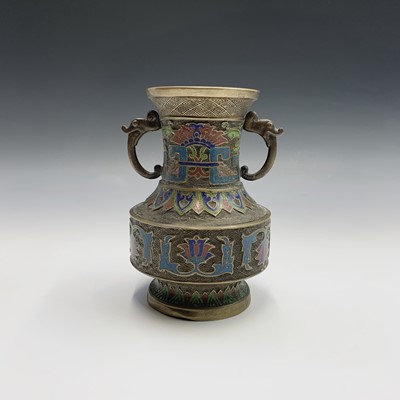 Lot 267 - A Japanese bronze and champleve vase, 20th...