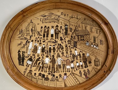 Lot 235 - Fred YATES (1922-2008) Village Gathering,...