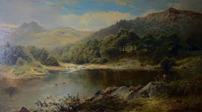 Lot 1207 - A J COLLIS On the Brathay, Looking to Langdale...