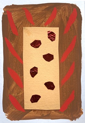 Lot 265 - Breon O'CASEY (1928 - 2011) Red Foil Christmas...