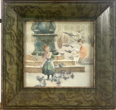 Lot 1256 - Pidgeons in an Italian Square 19th century...