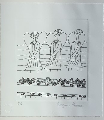 Lot 294 - Bryan PEARCE (1929-2006) Three Angels Above a...