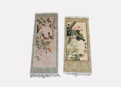 Lot 458 - Two Chinese rugs, one with calligraphy and...