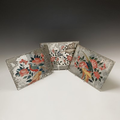 Lot 108 - Three Chinese painted mirrors, early 19th...