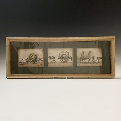 Lot 365 - A framed set of three Indian watercolours,...