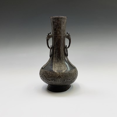 Lot 320 - A Chinese bronze bottle vase, probably Ming,...