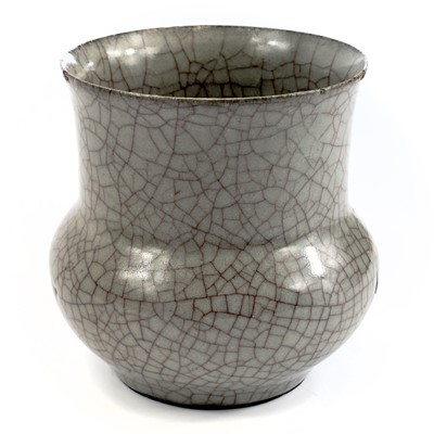 Lot 218 - A Chinese Ge-type glazed zhadou, possibly Ming...
