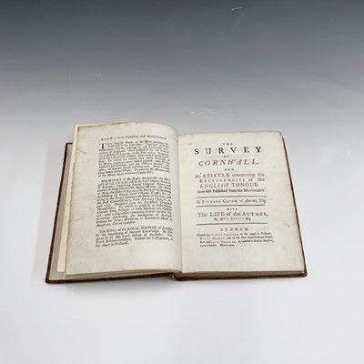 Lot 1341 - RICHARD CAREW. 'The Survey of Cornwall. An...