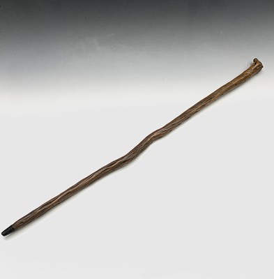 Lot 45 - An 18th century folk art rustic walking stick,...