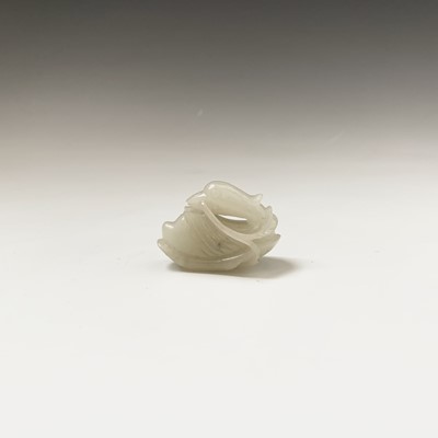 Lot 16 - A small Chinese white jade carving of a duck,...