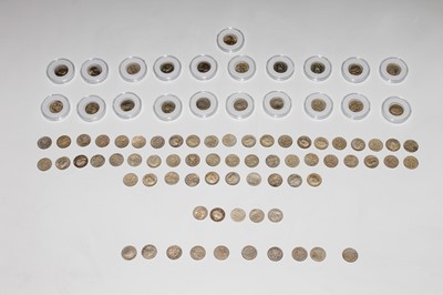 Lot 21 - 87 pre-1920 silver 3ds, a few in better grade.