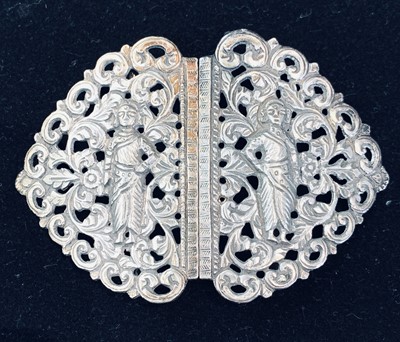 Lot 407 - A Burmese silver two-piece belt buckle,...