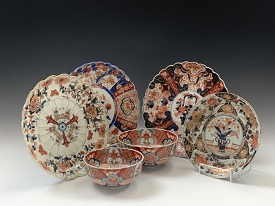 Lot 33 - Three Japanese Imari chargers, 19th century,...