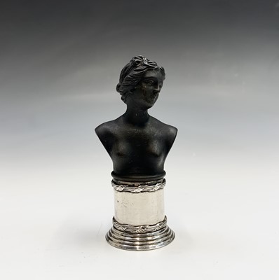 Lot 220 - A Wedgwood basalt Venus seal with silver base....