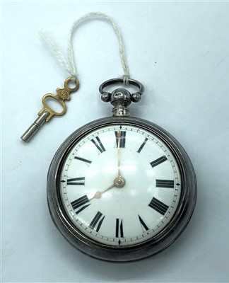 Lot 2443 - A George IV silver pair cased pocket watch...