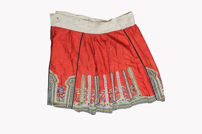 Lot 41 - A Chinese silk embroidered skirt, Qing Period,...