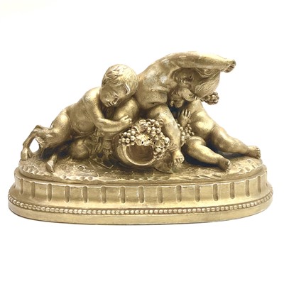 Lot 1036 - A ceramic table centre with gilded decoration,...