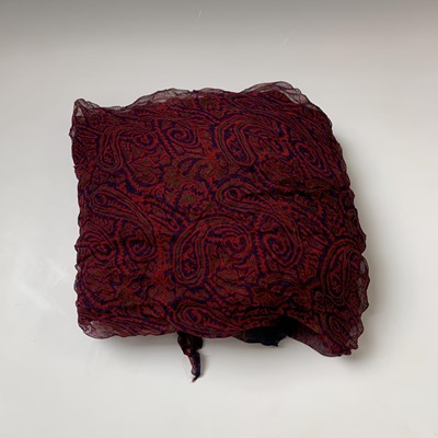 Lot 377 - An Indian silk chiffon paisley sari, 468 x 220cm.