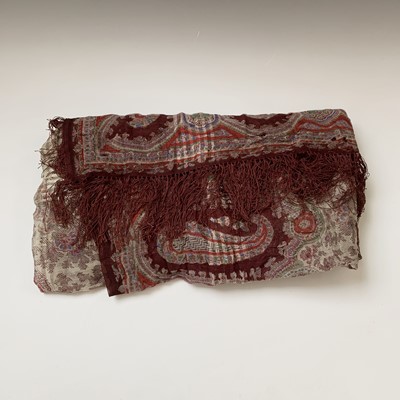 Lot 380 - A delicate paisley print on silk shawl, 340 x...