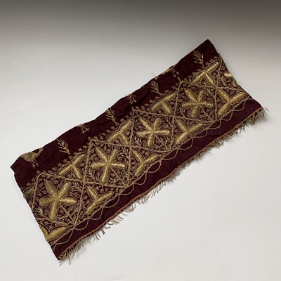 Lot 381 - An applique work cushion front, possibly...