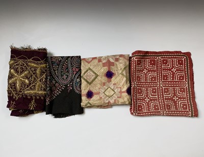 Lot 1058 - An applique work cushion front, possibly...